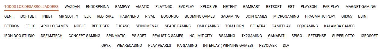 Lista de desarrolladores